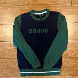 Green and Navy 'BRAVE' Sweater from Janie and Jack good condition size 7